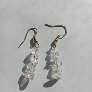 Clear quartz stone chip earrings